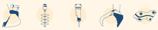 types of excavator attachments