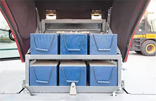 WE615 electric front end loader equipped with 20 high-performance lead-acid batteries